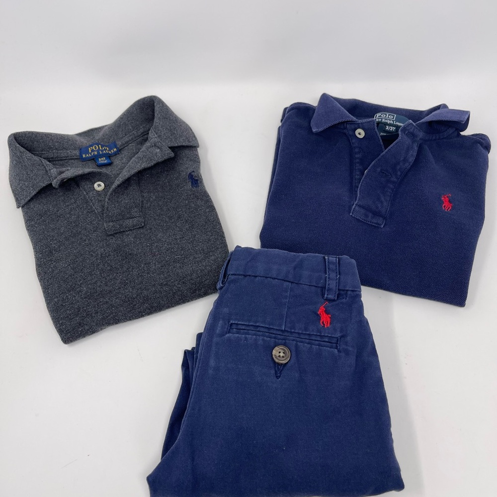 Ralph Lauren Navy & Charcoal Polo + Navy Chinos Set